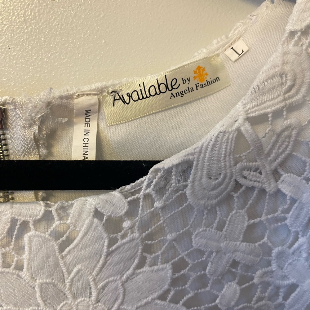 Available by. Angela Fashion White Lace Women's Top - Picture 4 of 6